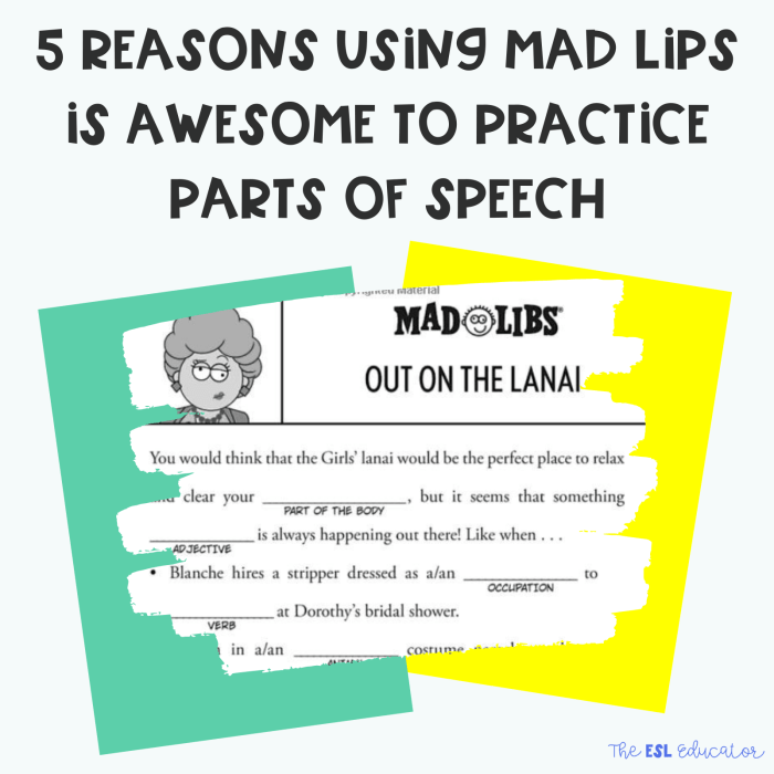 Parts of speech mad libs