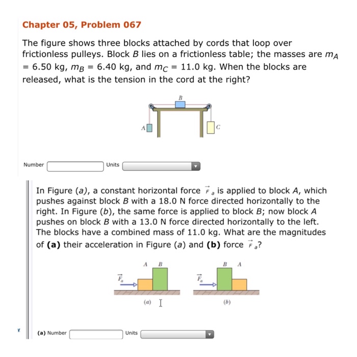 The figure shows three blocks attached by cords that loop